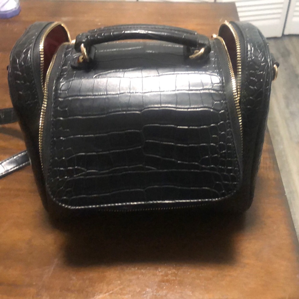 Black Croc-Embossed Backpack